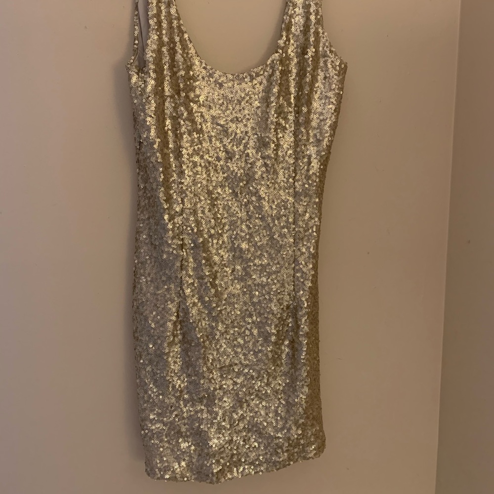 gold sequin mini dress